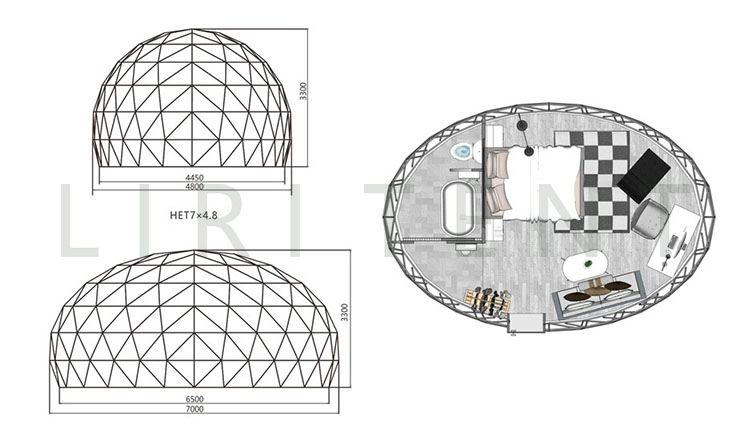 LIRI 7m Outdoor Half Oval Ball Glamping Dome Hotel Tent Price for Sale