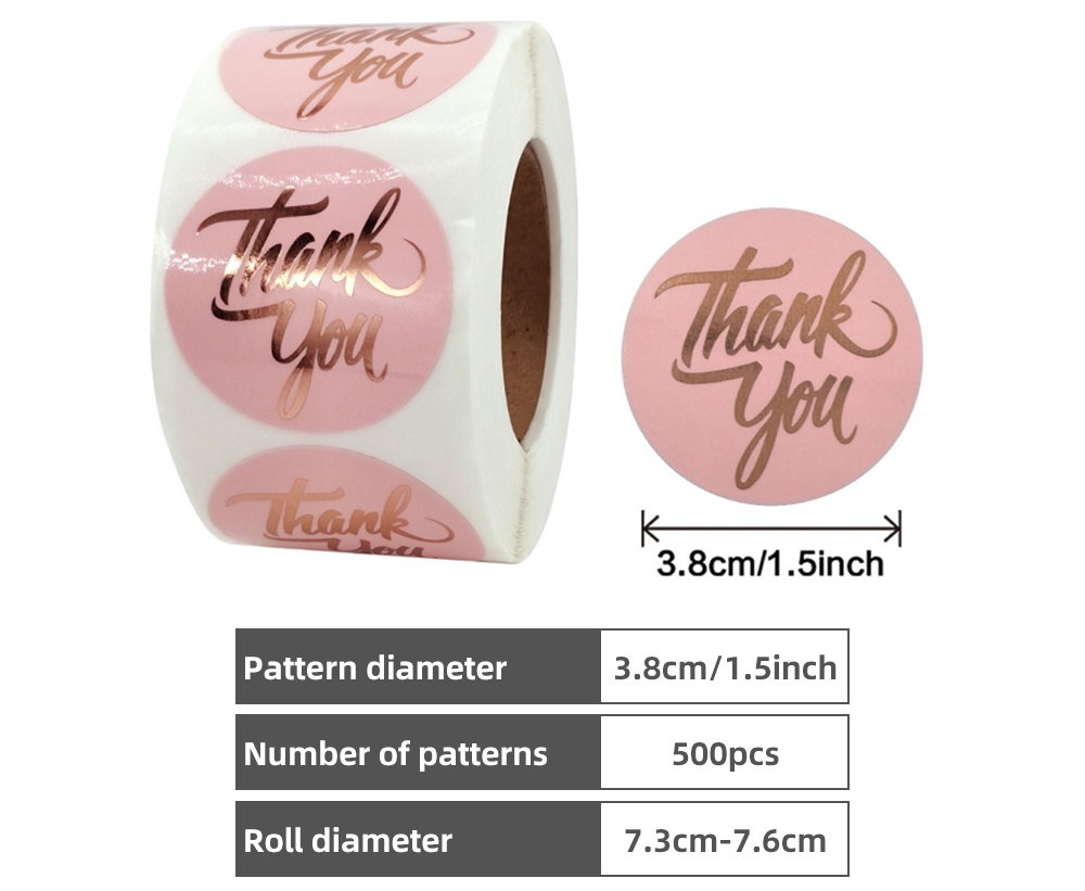 Custom Rose Gold Thank You Stickers Round For Business / Packaging