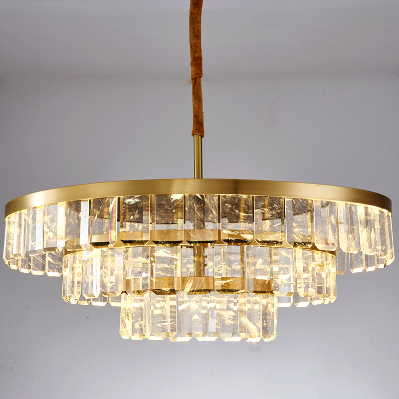 Copper Indoor Villa Fancy Design Pendant Chandelier Crystal Lamp Modern Luxury Living Room Interior Restaurant Lighting Fixtures