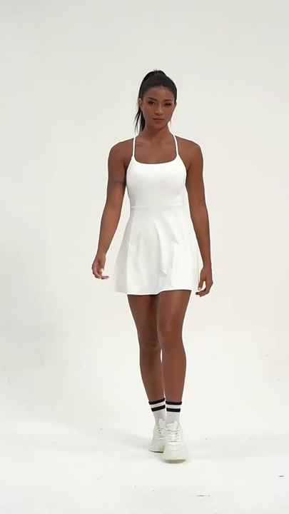 Women Tennis Dresses Jumpsuit Tennis Fitness Dress Skirt Sportswear Tennis  Golf Fitness Yoga Workout Clothing Sets Outfits Skirt