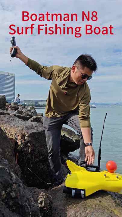 Boatman N8 Surfer - Bateau Appât GPS Télécommandé - Jaune - Neuf Avec Défauts