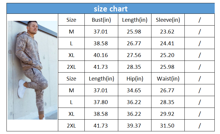 Plus Size Men Set Sports Plain Slim Fit Mens Jogging Camouflage t Tracksuit