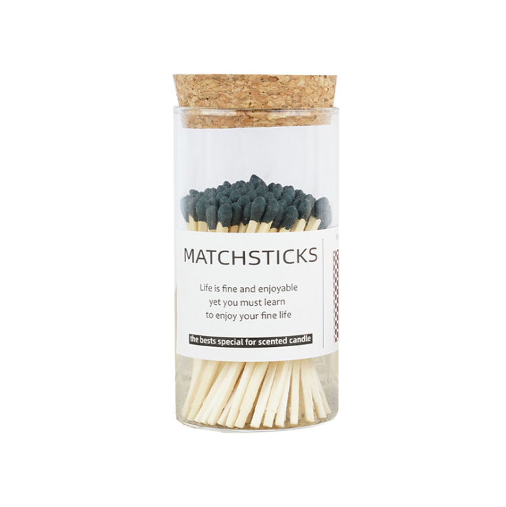 Customized labels 53mm Empty Straight Mouth Matchstick Glass Bottle Matches in glass jar