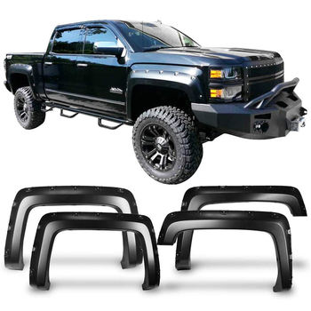 4PCS POCKET STYLE WHEEL FENDER FLARES SET FOR 2014-2018 SILVERADO 2500HD 3500HD