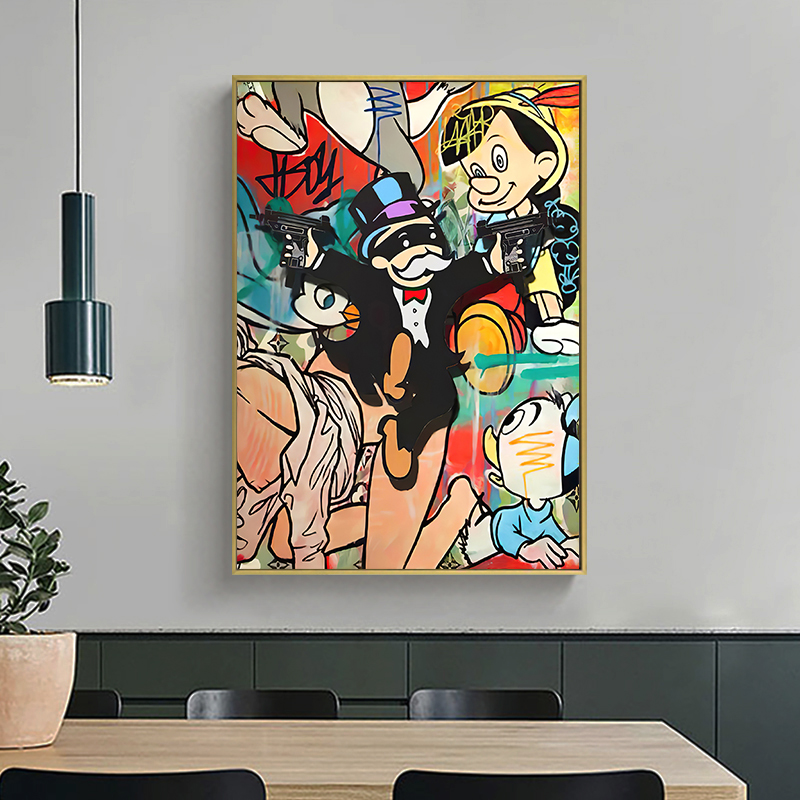 Drop Shipping Alec Monopoly HD Graffiti Make Money Pop Art Wall Pictures Canvas Painting Decorative for Living Room Home Decor