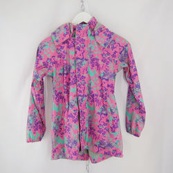 Hot sell girl's new style outdoor jacket rain wear flower printing raincoats single jersey lining
