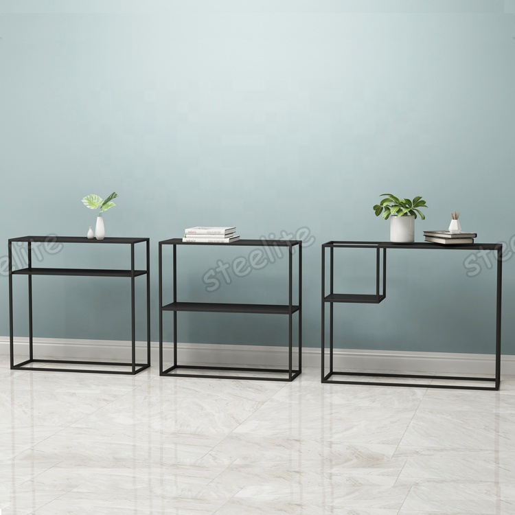 Gold White Black Metal Console Table in the Hallway