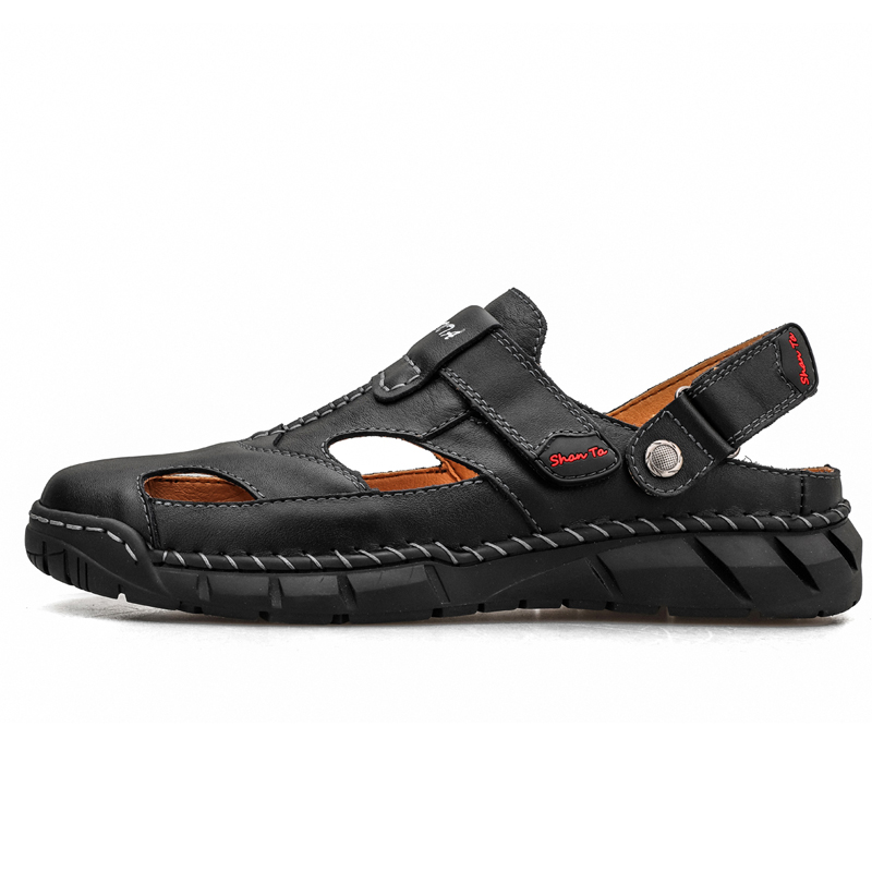 Дышащие летние кожаные мужские защитные босоножки хорошего качества по оптовой цене