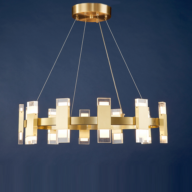 2020 Art New Copper Indoor Fancy Design Sumptuous Pendant LED Chandelier Acrylic Lamps Modern Luxury Living Room Decor Lighting