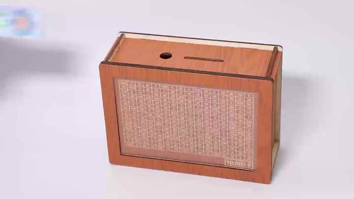 Houten spaarpot, spaarpot met teller, spaarpot voor kinderen met spaardoel en cijfers, spaarpot van hout, muntenbank, spaarpot opbergdoos voor meisjes en jongens, verjaardagsgunsten (€ 3000