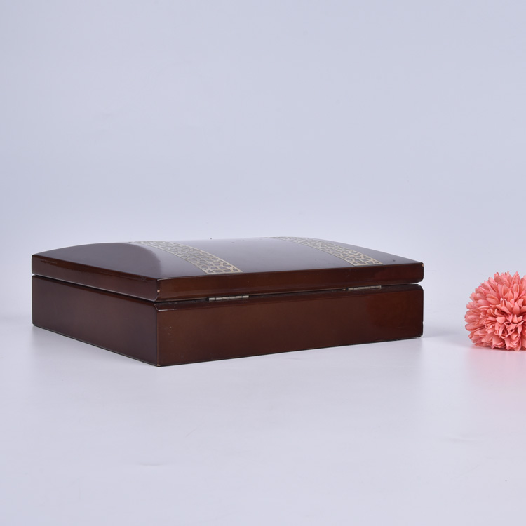 Caixa de madeira de luxo personalizada de fábrica de caixas de madeira Caixa de trufas de chocolate marrom com divisor