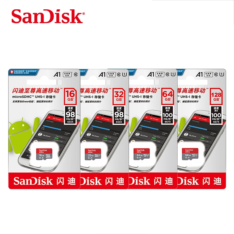 Wholesale Original SanDisk Micro 32GB 64GB MicroSDXC Flash TF / SD Cards A1 Ultra Class 10 Memory Card