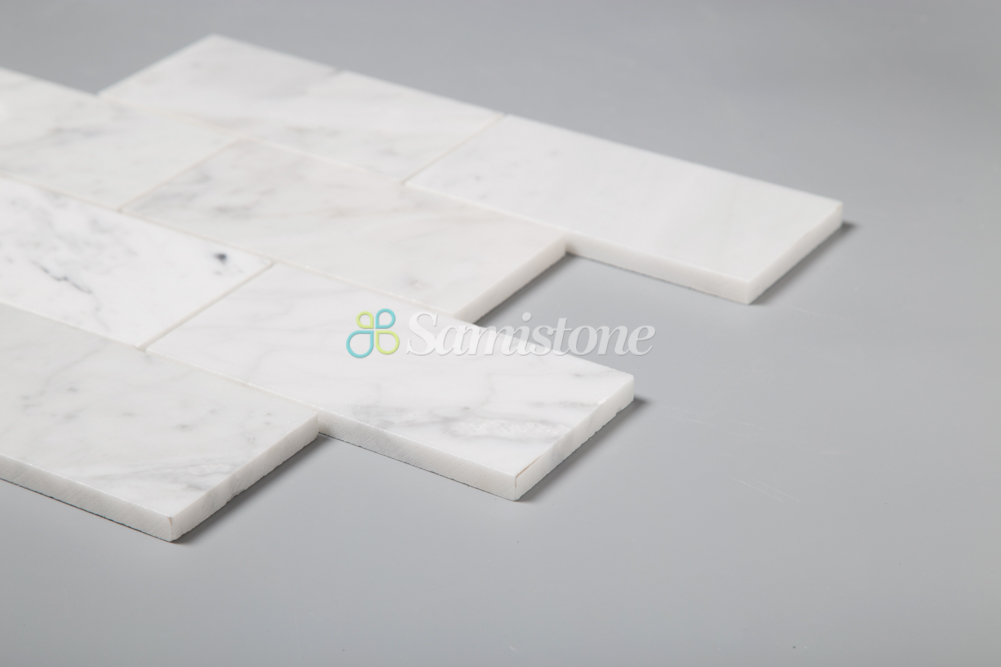 Samistone Carrara White 3x6 inch Brick mosaic tile for Wall and Floor