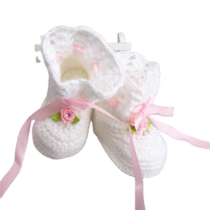 Высококачественные мягкие дышащие туфли для прогулок в стиле принцессы с розами, вязаные шерстяные сапоги для маленьких девочек