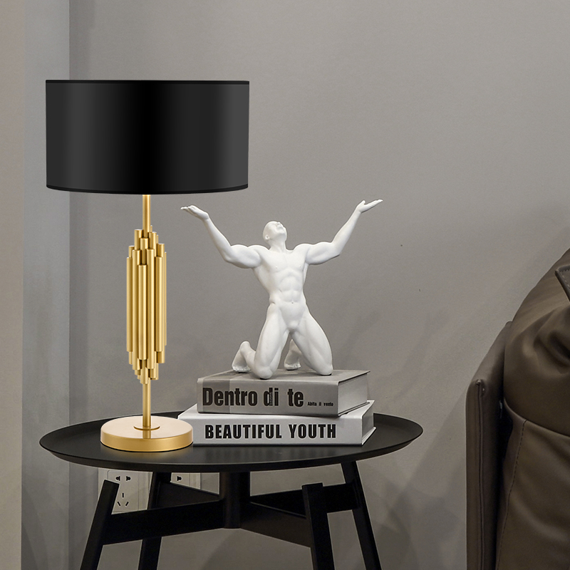 American luxury golden table lamp simple atmosphere personality designer hotel decoration vertical bedroom bedside floor lamp