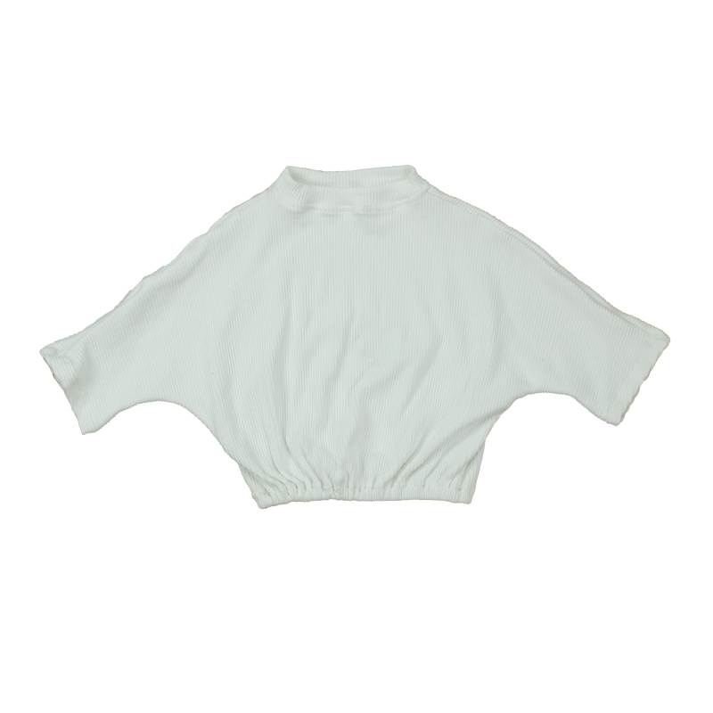 Однотонная белая хлопковая Футболка оверсайз в рубчик с рукавом 3/4, детская одежда, пуловер