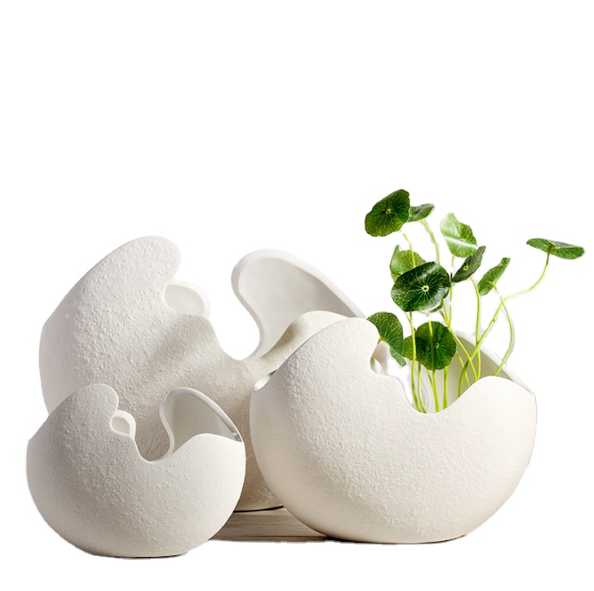 Керамические вазы, креативная Современная белая ваза для цветов в виде яиц, белая ваза для украшения дома