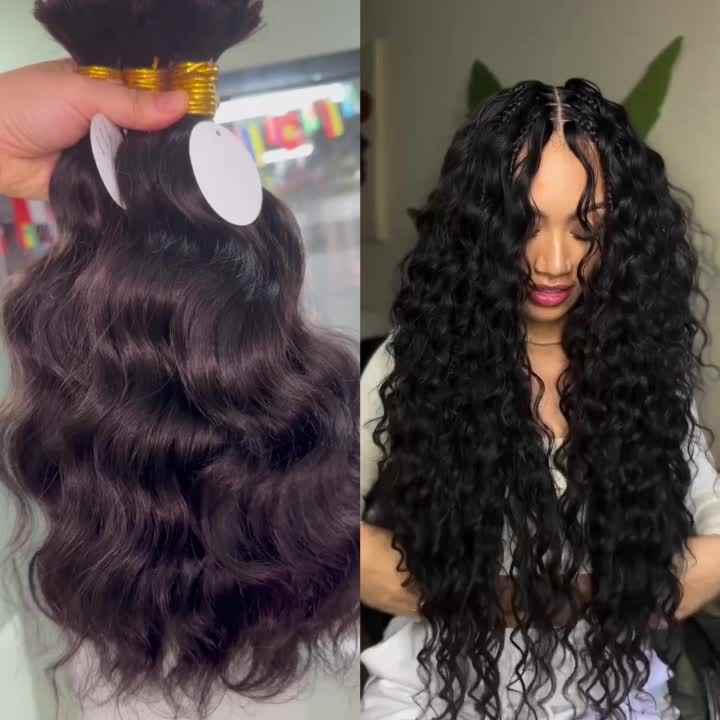 Raw Kinky Human Braiding Hair Bulk Deep Wave Extensions