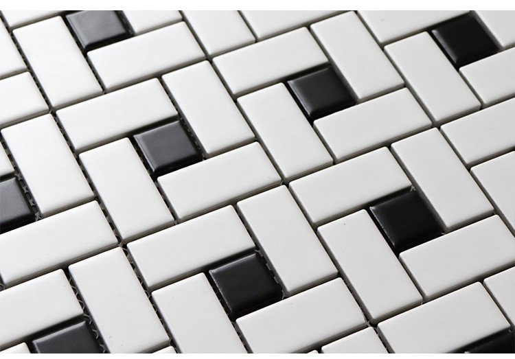 300x300mm Backsplashes Decoration Black and White Ceramic Mosaic Tile