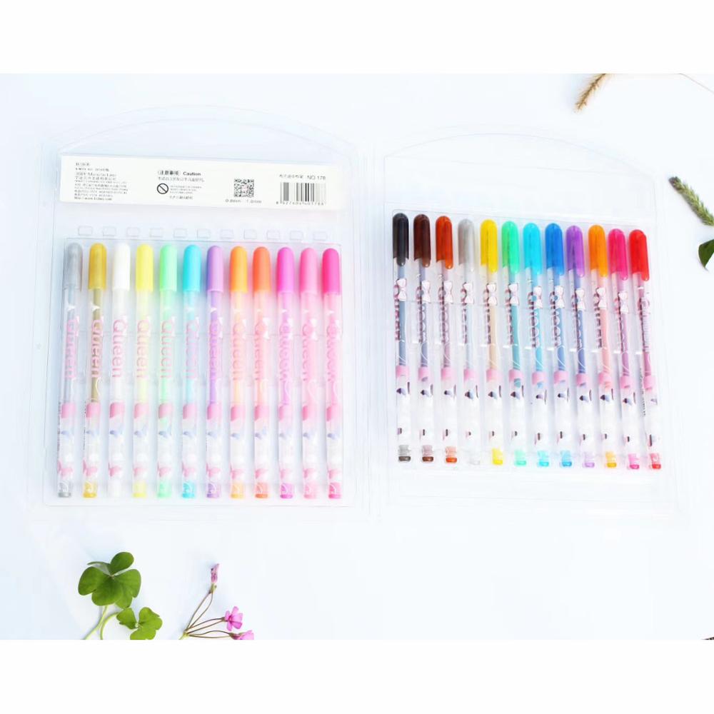 Горячая продажа 24 цвета пастельный блеск гелевыми чернилами Набор для рисования школьные канцелярские принадлежности