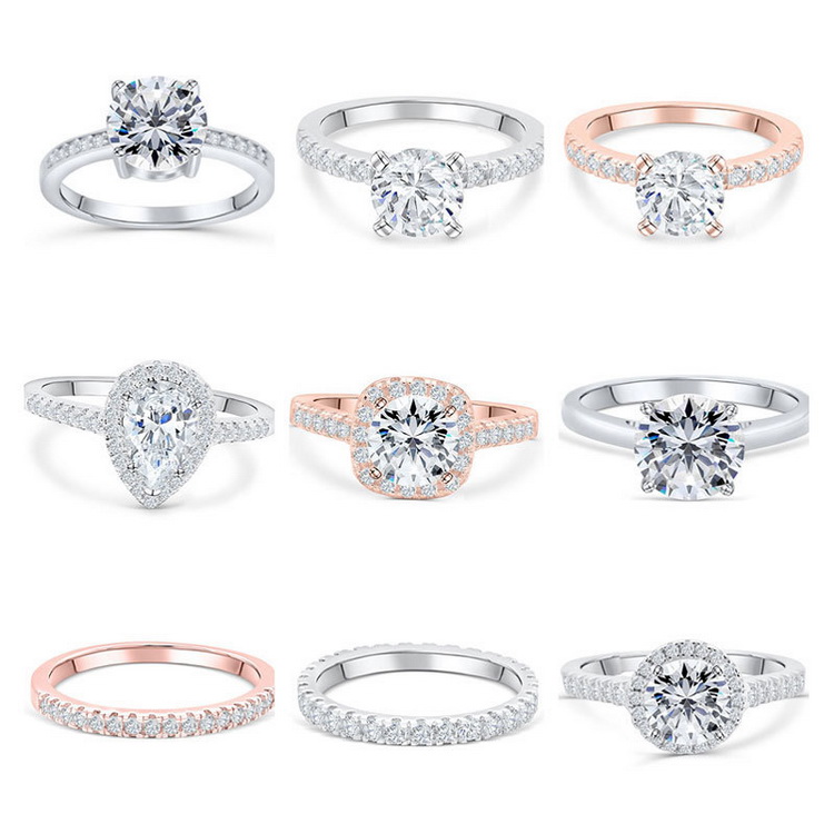 Anillos de compromiso плата 925 joyeria с украшением в виде кристаллов обручальное кольцо 925 Стерлинговое Серебро Циркон бриллиант обручальное кольцо