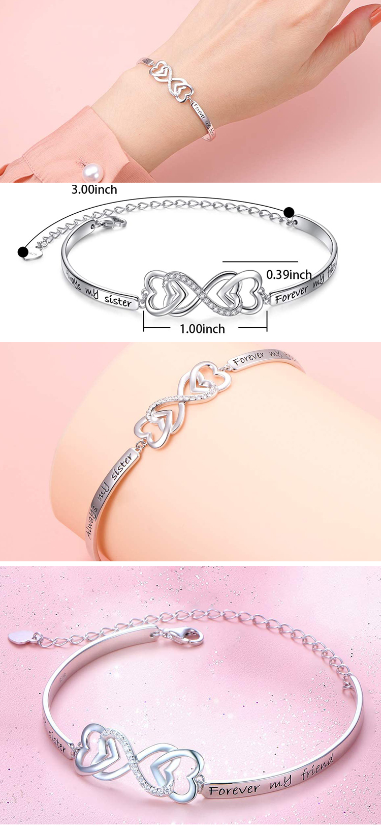 2020 Novas jóias personalizadas de jóias gravadas ouvido ouvidos do infinito charme ajustável 925 pulseira 