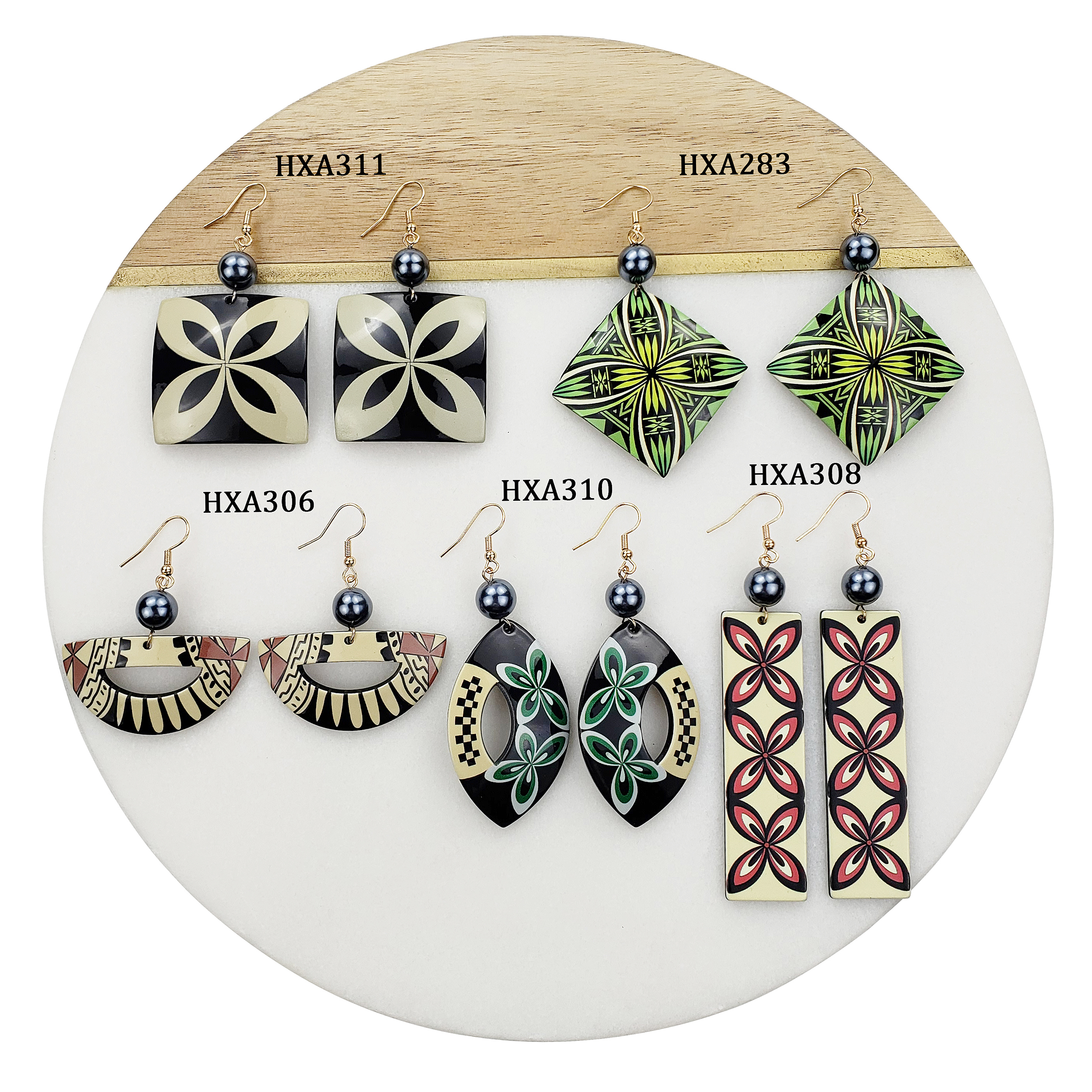 big acrylic hawaiian style Plumeria flower black pearl earrings jewelry wholesale