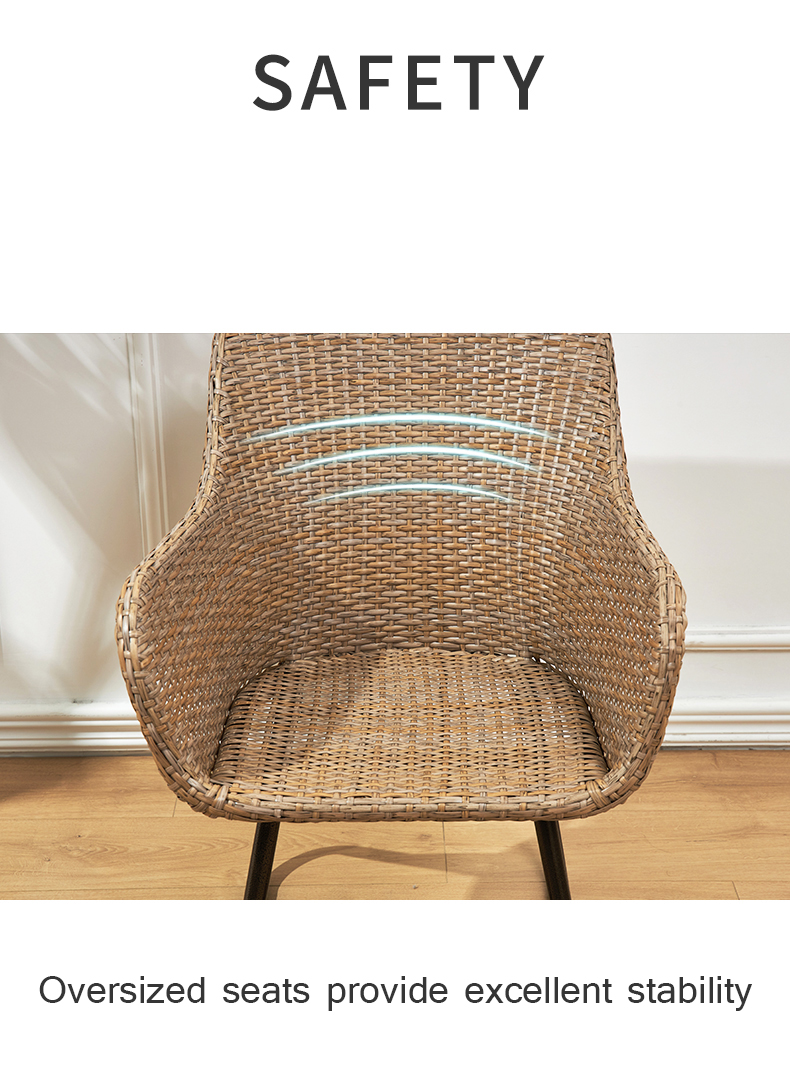 Outdoor balcony small table and chair leisure tea table combination back cane chair three sets of courtyard