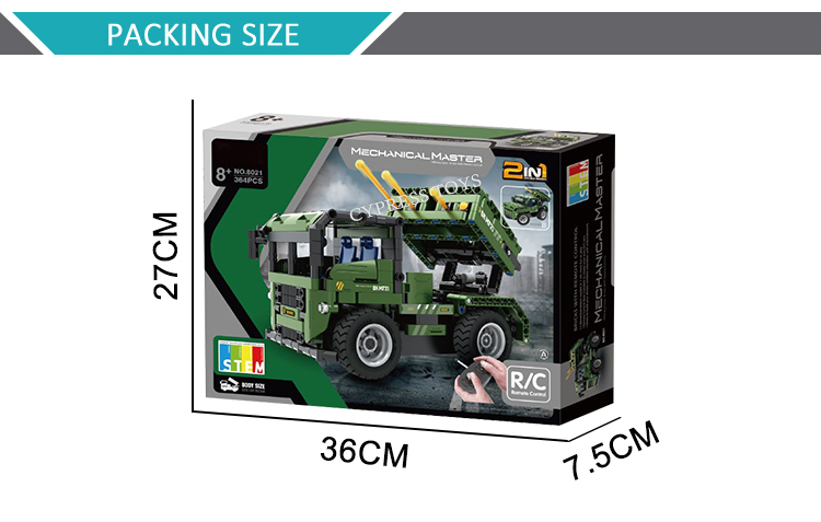 2 IN 1 Bloques De Construccion DIY Kit Car Building RC Military Truck Toys Building Truck Toy With 364PCS