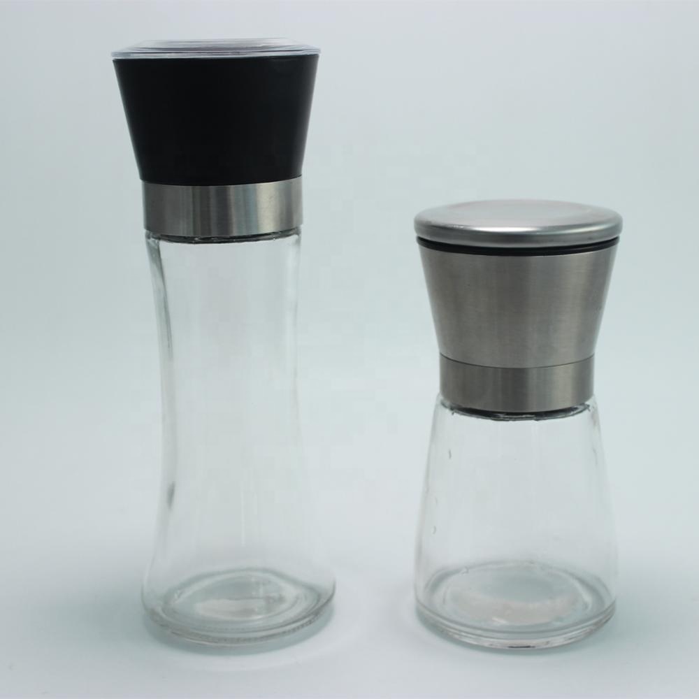 Manual Salt and Pepper Shakers Grinders seasoning wholesale Glass Bottle  Adjustable Coarseness  salt pepper grinder