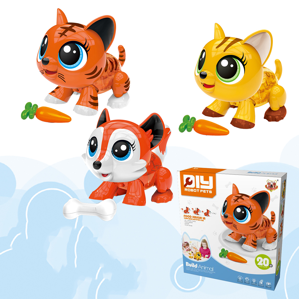 Умная игрушка DIY построить животное Электронный Робот игрушка Кормление после прогулки Электронные Домашние животные для детей
