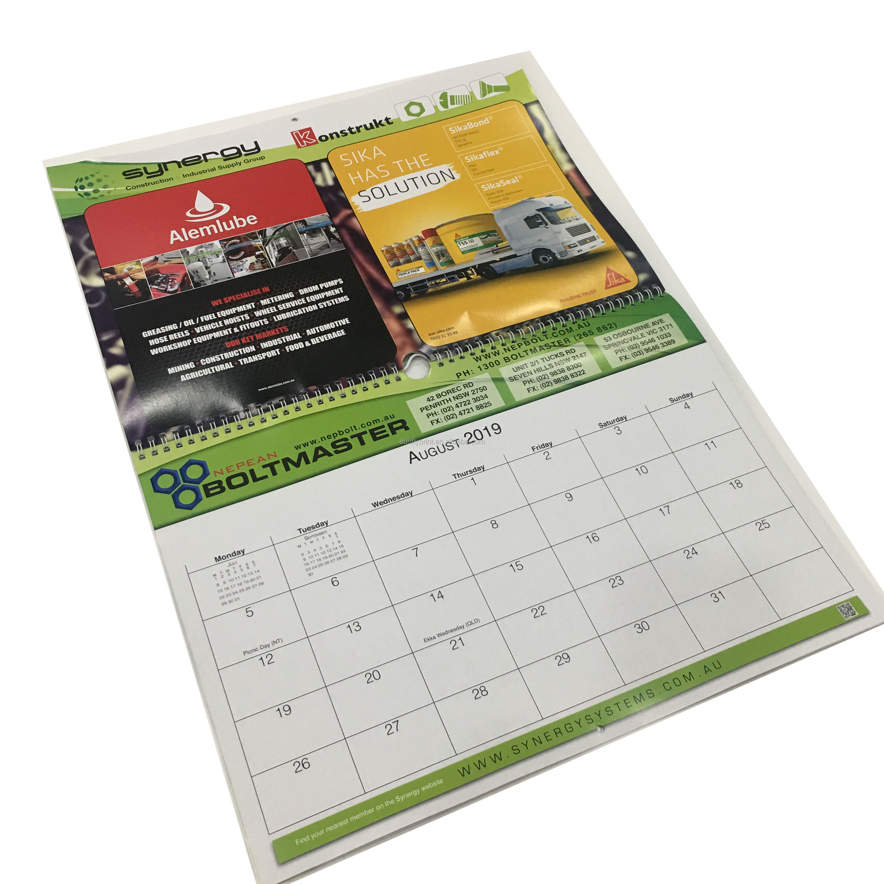 Лидер продаж Amazon, 2019, черное кольцо с обвязкой, календарь, печать на год, ежемесячный настенный стол, календарь, планировщик