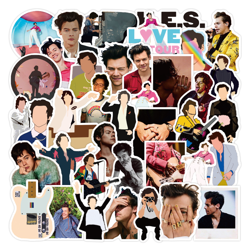 Стикеры водостойкие многоразовые из ПВХ с принтом певицы и Гарри Эдварда, 100 шт.
