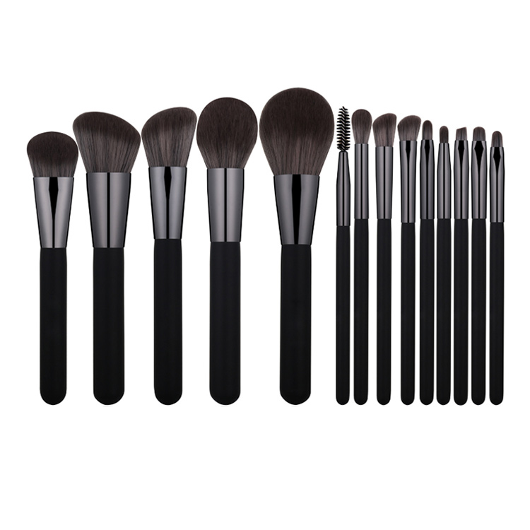 Кисти для макияжа с пользовательским логотипом, 14 шт., набор черных кистей для макияжа