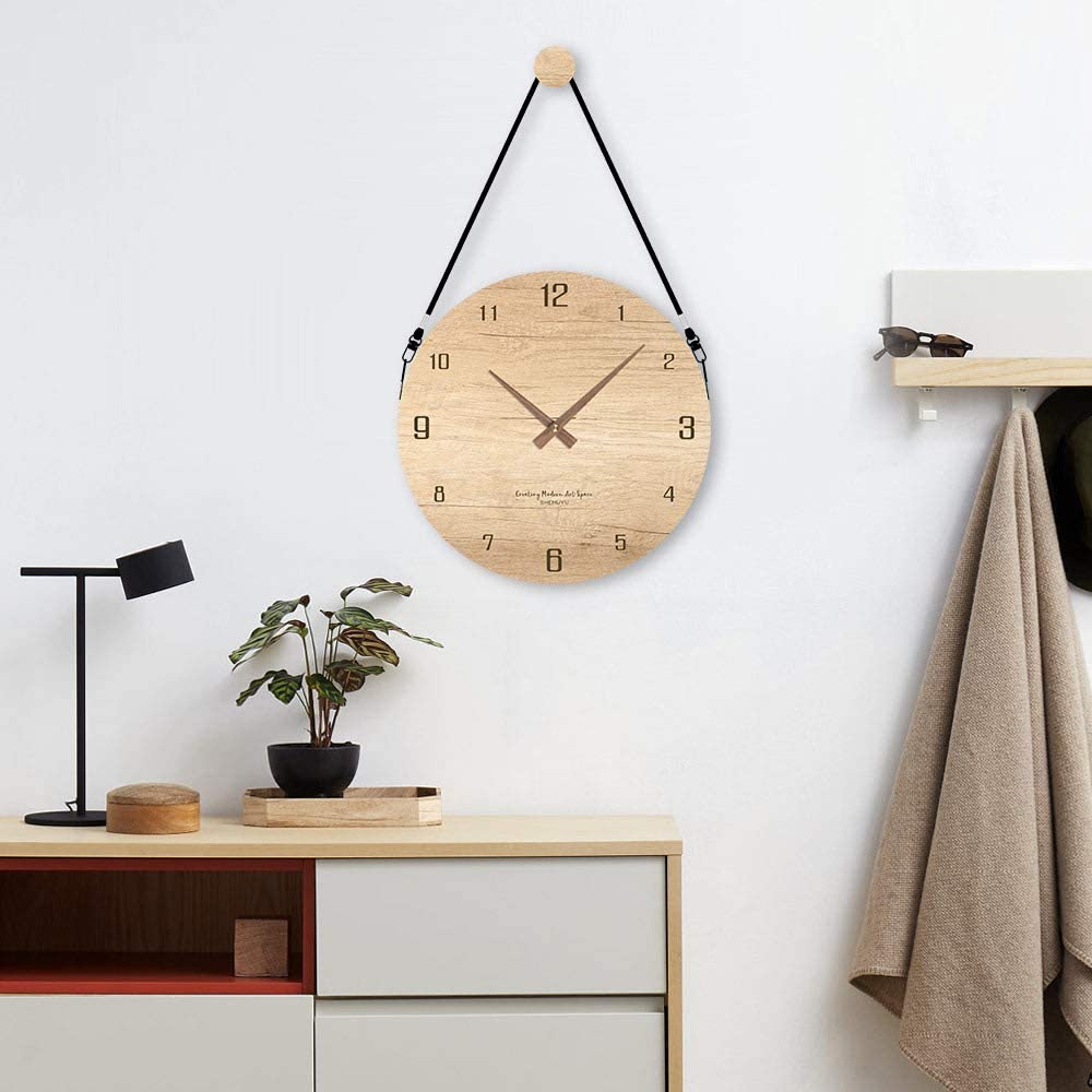Деревянные круглые Настенные часы с веревкой