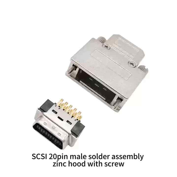 SCSI 20pin Male Solder Assembly Zinc Hood with Screw,HPCN 20Pin Plug ...