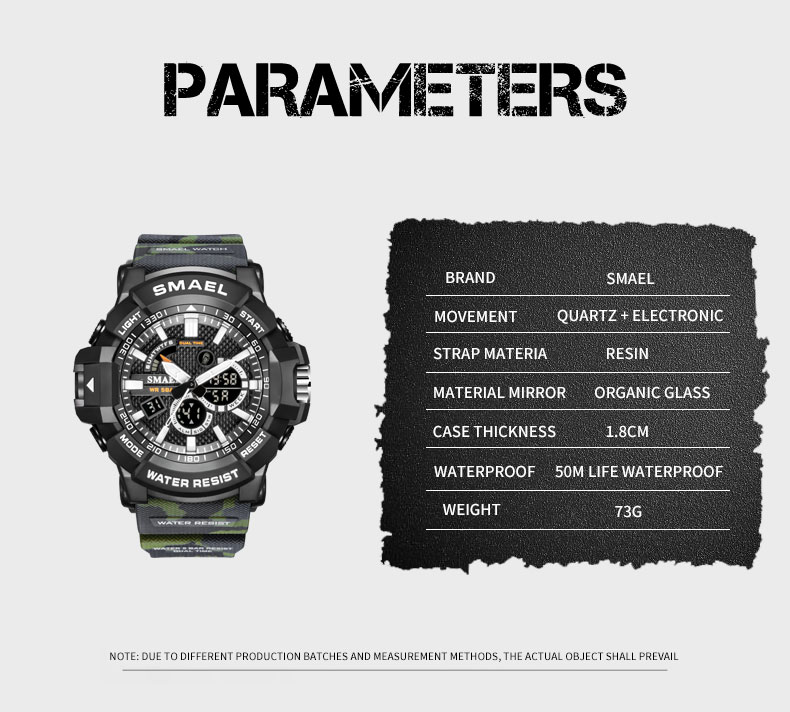 SMAEL 1809MC Factory direct japanese diamond multi-function fashion electronic watch waterproof Men Digital Watch