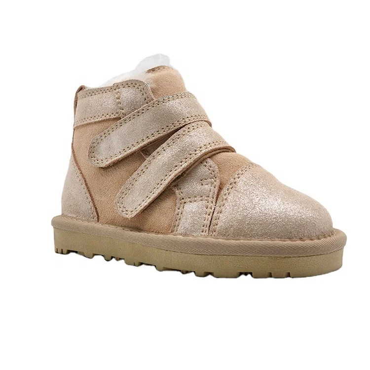 Уличные модные детские зимние ботинки из овечьей кожи высокого качества по заводской цене; Резиновые ботинки для маленьких девочек