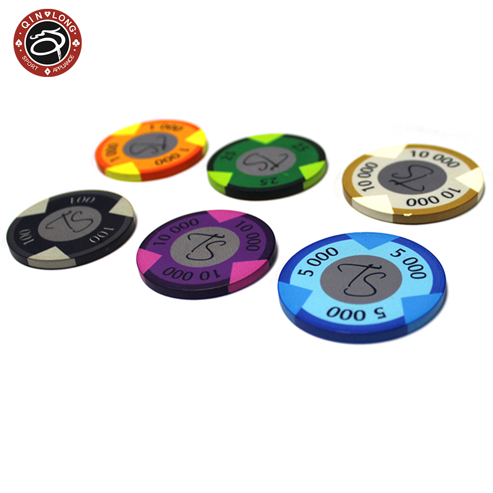 Глиняные фишки для покера, наклейка с логотипом, три цвета, для казино, баккара, Техасские товары для азартных игр, акриловый АБС-пластик, железная индивидуализированная рулетка