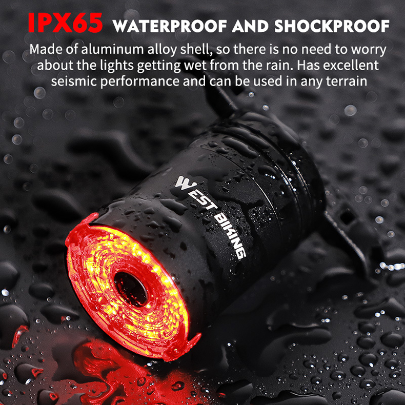 WEST BIKING usb bicycle charging aluminum led bike tail headlamp set usb mode rechargeable bike accessory rear bicycle lights