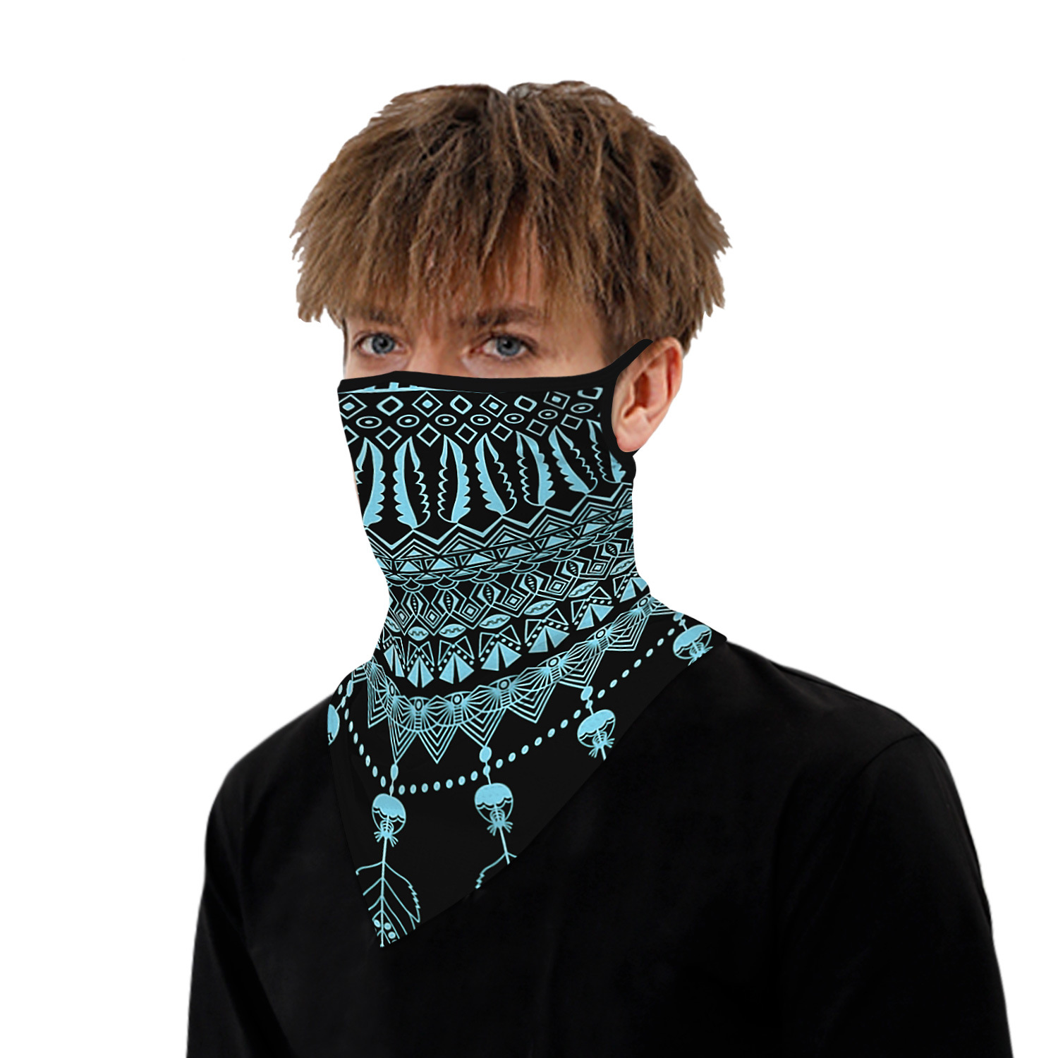 Shan-S Sun Protection Neck Gaiter for Women Men Festivals Multifunctional Outdoor Turban Windproof Dust Sunscreen Ice Silk Bandana Ear Loops Face Guard Scarf Headwear for Cycling Sports
