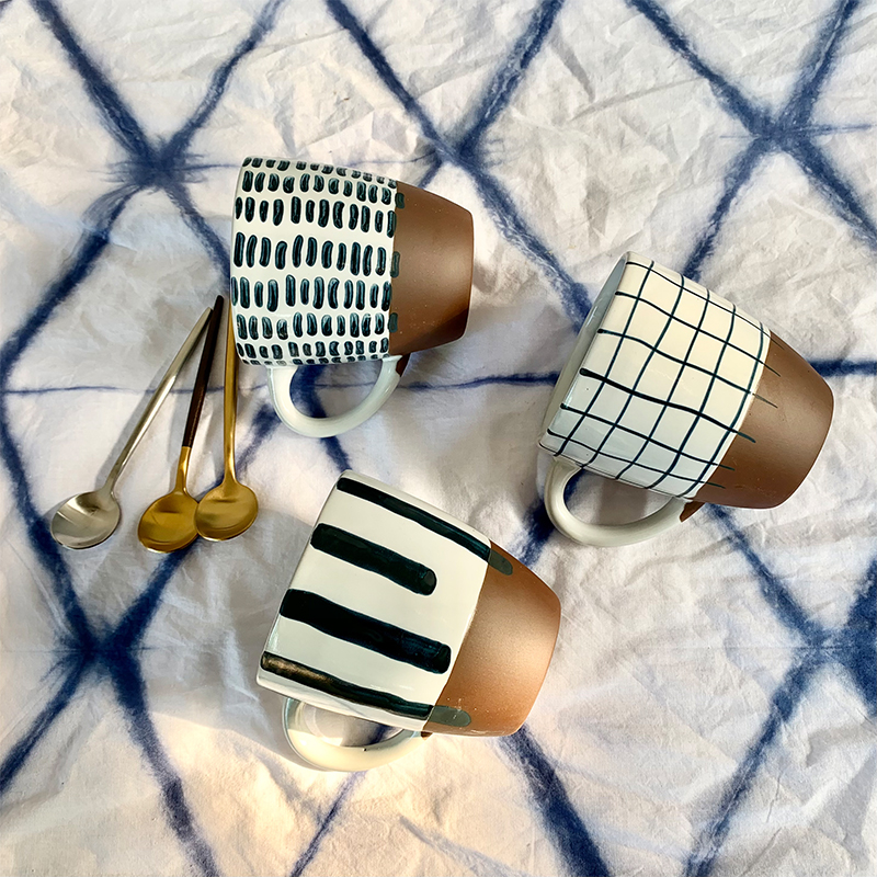 Новый дизайн, оригинальная синяя ручная роспись глазури с ручкой, персонализированная фарфоровая чашка, кружка, кофе, керамика