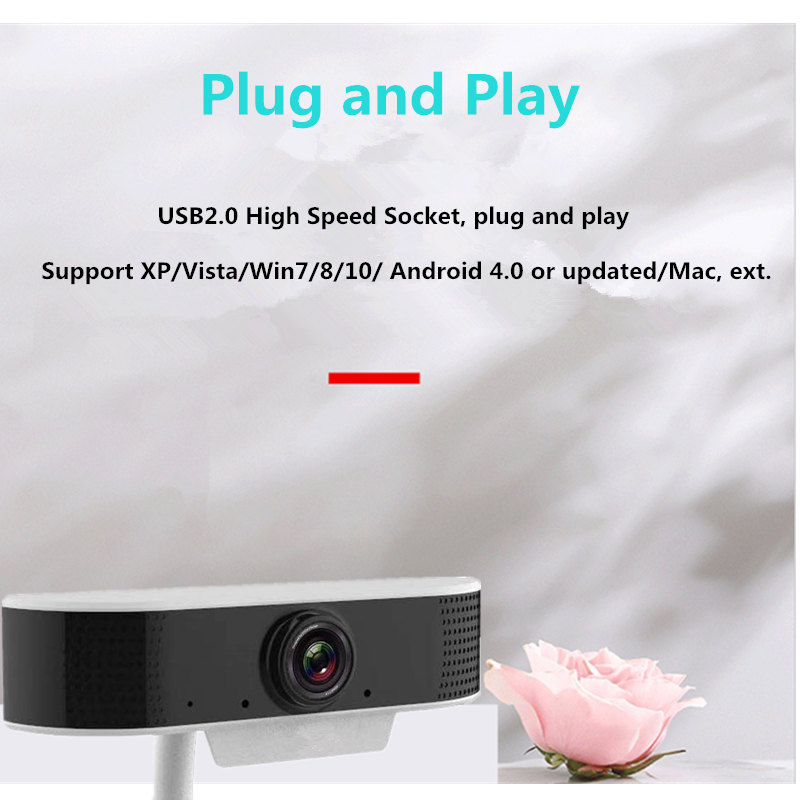 Webcam USB HD 1080p With Noise-Reducing For Mic PC And Mac