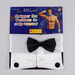 Stripper Dress Up Set Collar Cuffs Bow Tie Adults Fancy Dress