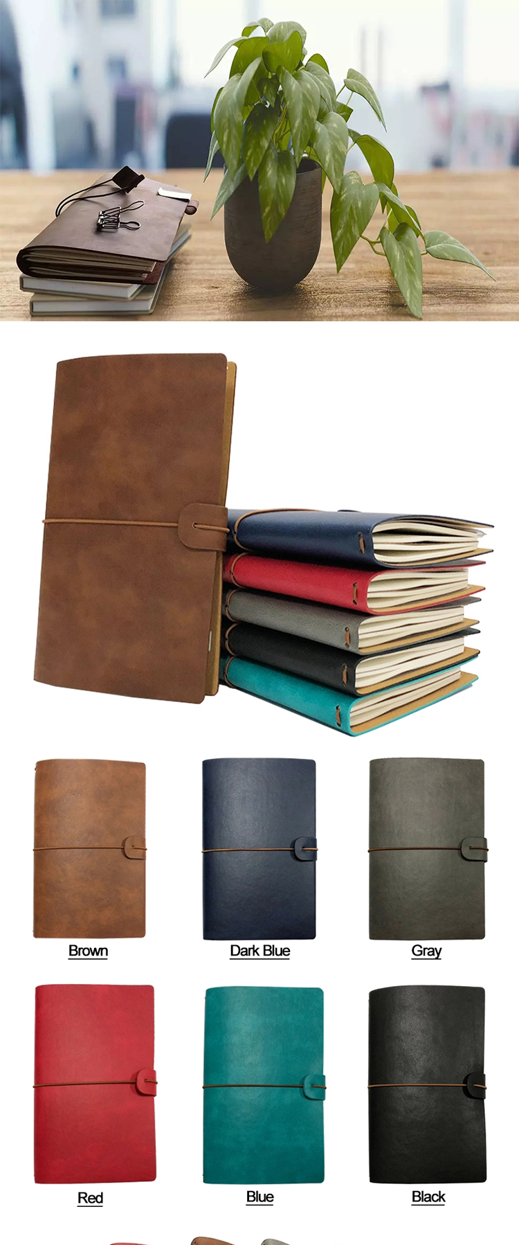 2023 High Quality Handmade Leather Vintage Travel Journal with Refillable for Taking Notes