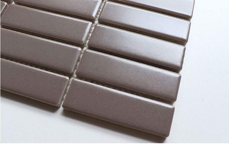 294x298mm Coffee Color Glazed Matt Ceramic Strip Backsplashes Tile Mosaic