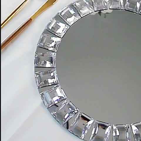 13inch Square Diamond Mirror Glass Wedding Decorative Silver