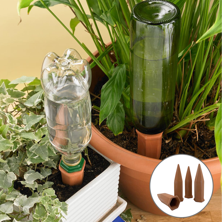 Automatic Plant Watering Spikes - Terracotta Drip Irrigation Stakes With Ladybug Design (4 Pack)