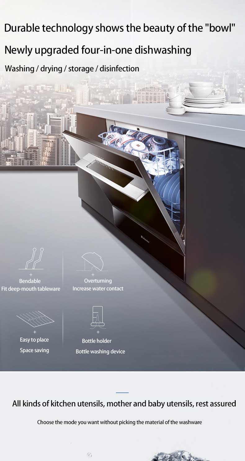 Built-in dishwasher appliances for kitchen intelligent multifunctional sterilization high temperature drying