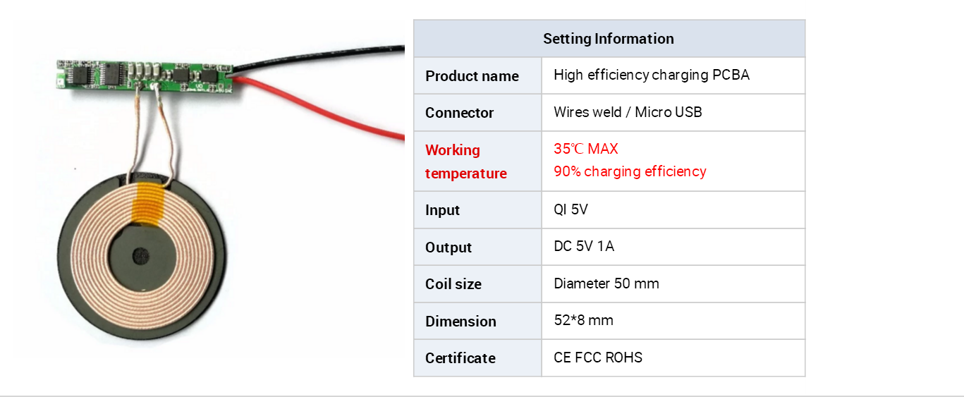 Customized Low working temperature and cheap wireless charger PCBA